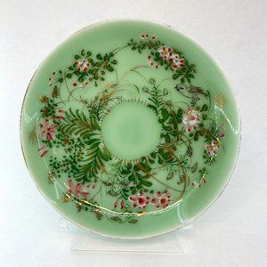 Vintage Imari Japanese Seiji style Celadon Enameled Porcelain Saucer